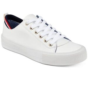 Tommy Hilfiger White Low-Top Sneakers with Navy and Red Trim